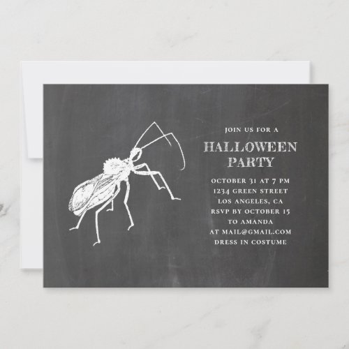 Spooky vintage insect Chalkboard Halloween party Invitation