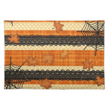Spooky Vintage Lace & Spiderweb Halloween Placemat