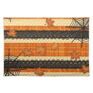 Spooky Vintage Lace & Spiderweb Halloween Placemat