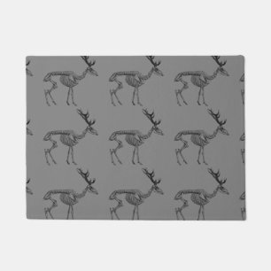 Spooky vintage skeleton reindeer drawing doormat