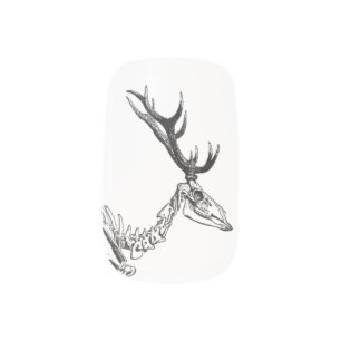 Spooky vintage skeleton reindeer drawing minx nail wraps