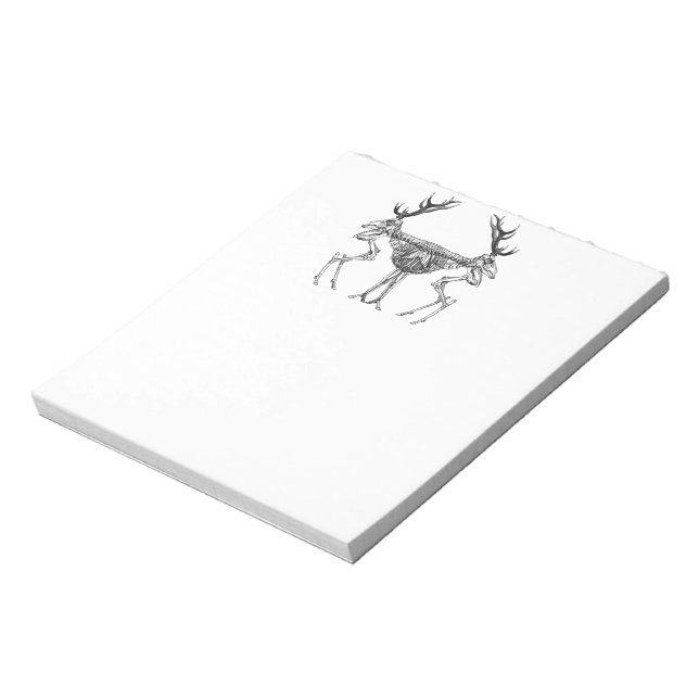 Spooky vintage skeleton reindeer drawing notepad (Rotated)