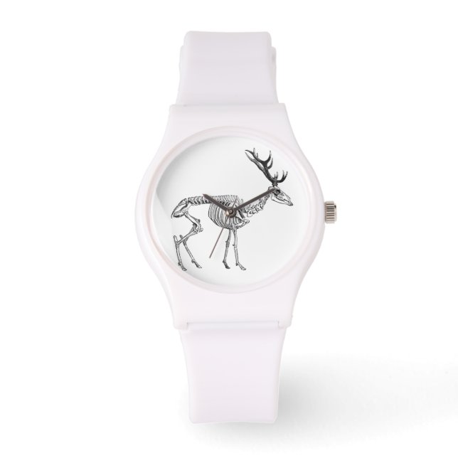 Spooky vintage skeleton reindeer drawing watch (Front)