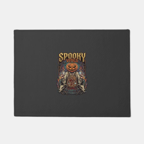 Spooky Vires Halloween Pumpkin Head Holding Eyebal Doormat