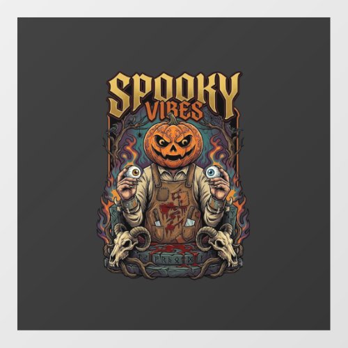 Spooky Vires Halloween Pumpkin Head Holding Eyebal Floor Decals