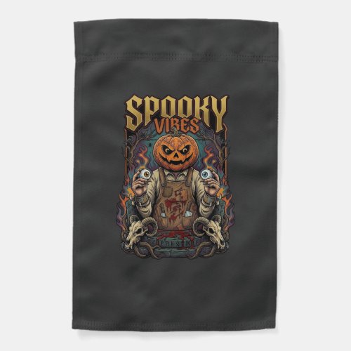 Spooky Vires Halloween Pumpkin Head Holding Eyebal Garden Flag