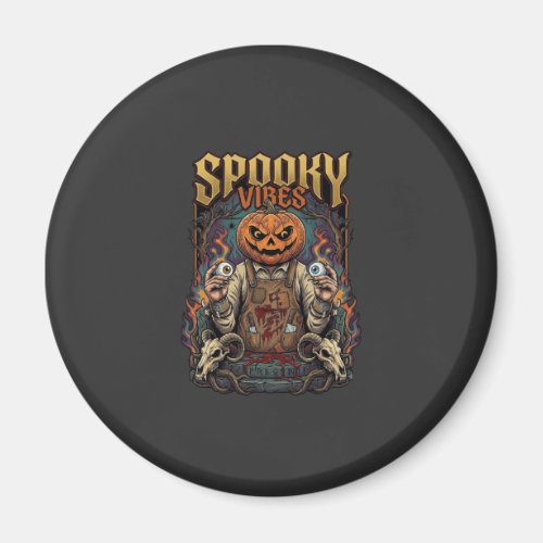 Spooky Vires Halloween Pumpkin Head Holding Eyebal Magnet