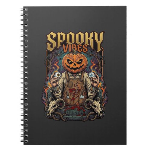 Spooky Vires Halloween Pumpkin Head Holding Eyebal Notebook