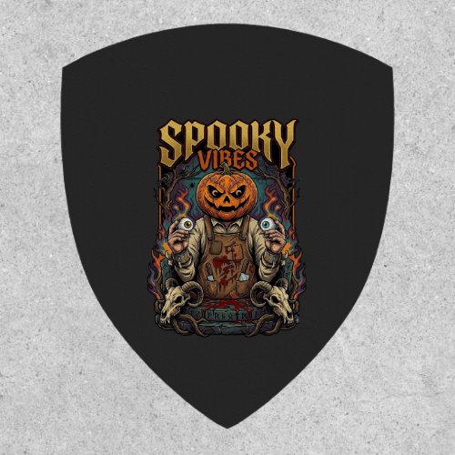 Spooky Vires Halloween Pumpkin Head Holding Eyebal Patch