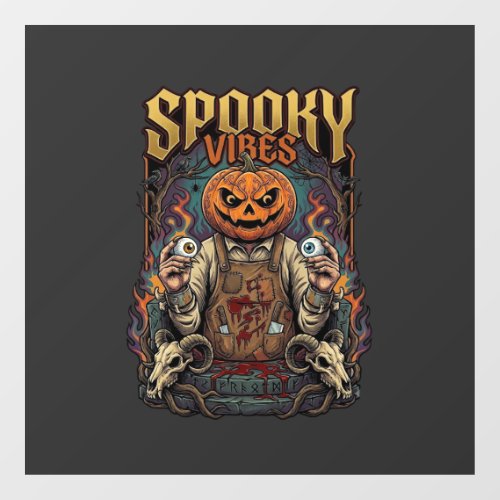 Spooky Vires Halloween Pumpkin Head Holding Eyebal Window Cling