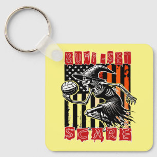 Spooky Volleyball: Bump Set Scare Designs Keychain