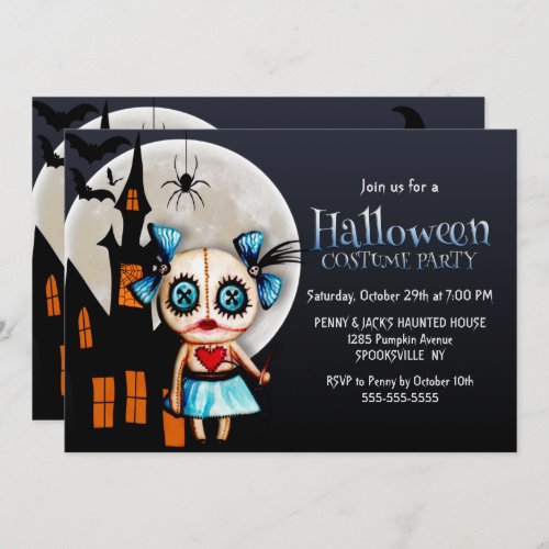 Spooky Voodoo Doll Halloween Costume Party Invitation