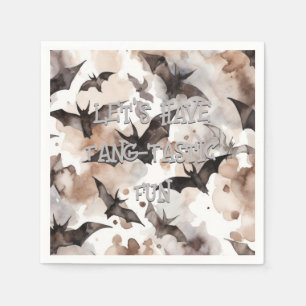 Spooky Watercolor Bats Halloween Fang-Tastic Napkins