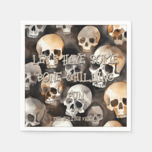 Spooky Watercolor Skulls Halloween Napkins