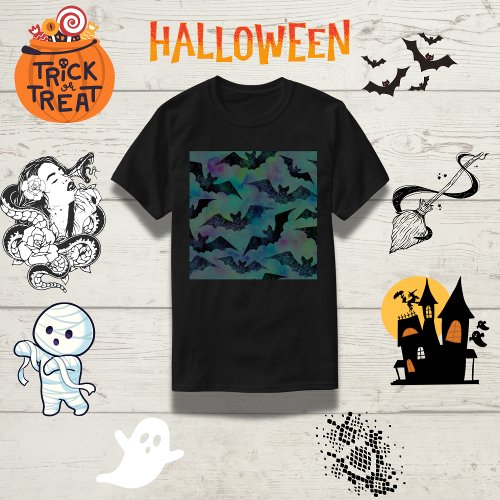 Spooky Watercolour Bats Halloween Family T_Shirt