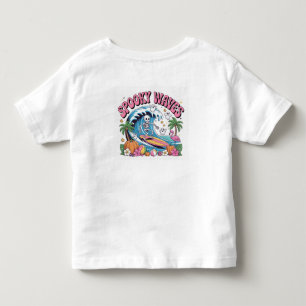 Spooky Waves Halloween Skeleton Surfing Tropical B Toddler T-shirt