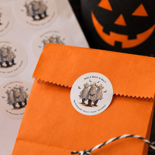 Spooky Western Cowboy Ghosts Halloween Classic Round Sticker