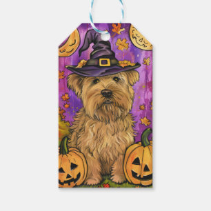 Spooky Wheaten Terrier Dog Halloween Witch Pumpkin Gift Tags