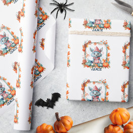 Spooky Whimsical Fox Pumpkin Patch Halloween Wrapping Paper