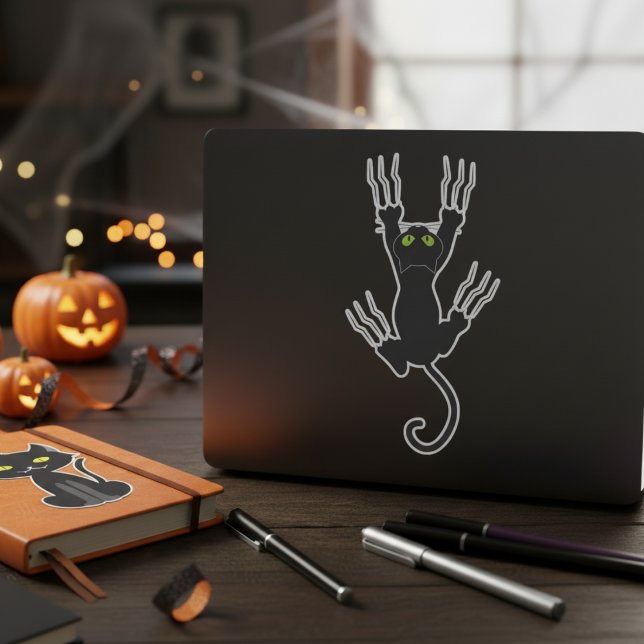 Spooky Whiskers Halloween  Black Cat Sticker (Spooky Whiskers Halloween Black Cat Sticker)