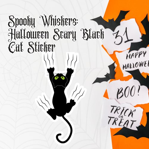 Spooky Whiskers Halloween Scary Black Cat Sticker