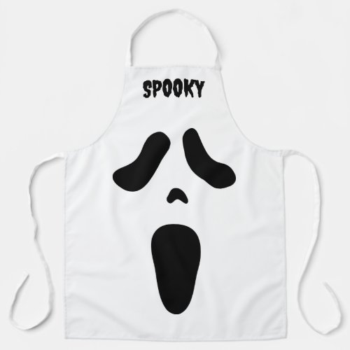 Spooky white ghost face Halloween party apron