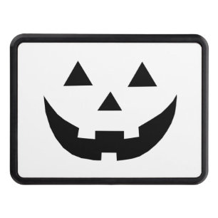Spooky white jack o lantern pumpkin Halloween Hitch Cover