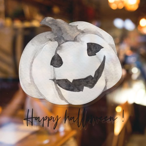 Spooky White Pumpkin  Happy Halloween Window Cling