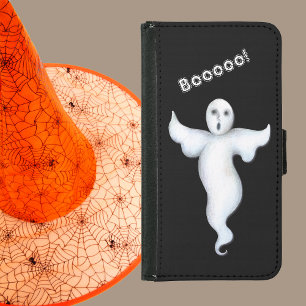 Spooky White Wispy Ghost Saying Boooo! Samsung Galaxy S5 Wallet Case