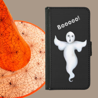 Spooky White Wispy Ghost Saying Boooo! Samsung Galaxy S5 Wallet Case