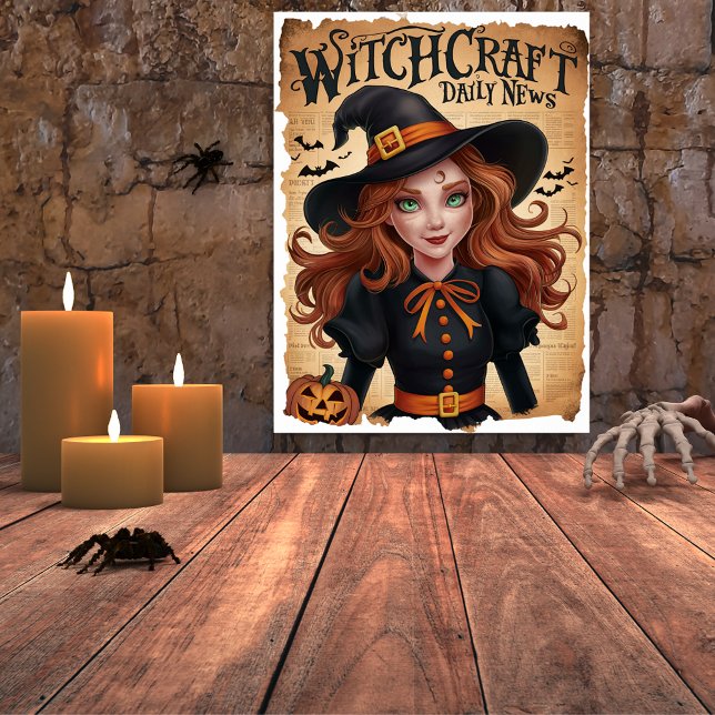 Spooky Witch Bat Vintage Style Halloween Newspaper Poster (Creator Uploaded)