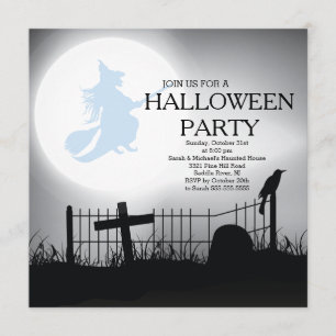 Spooky Witch Graveyard Halloween Party Invitation