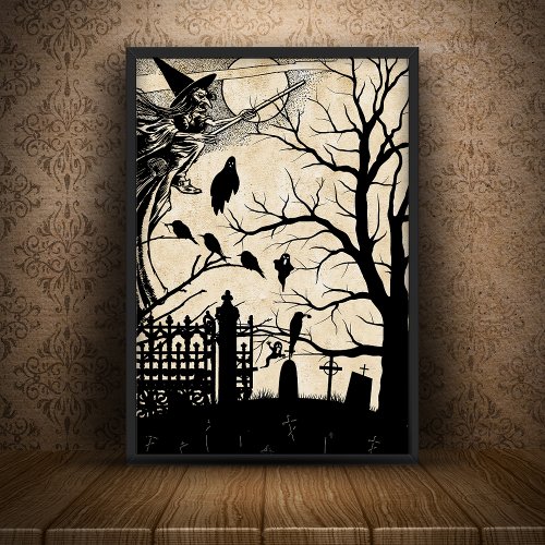 Spooky Witch  Graveyard Silhouettes Tissue Paper