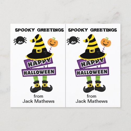 Spooky Witch Greetings School Party Halloween Card