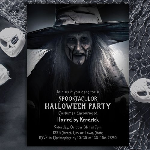 Spooky Witch Halloween Costume Party Invitation