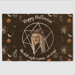 🚪 Spooky Witch Halloween Doormat 🎃👻black- 🎃 Fiber Doormat