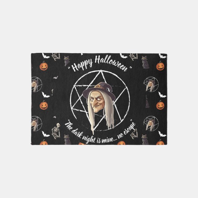 🚪 Spooky Witch Halloween Doormat 🎃👻black- 🎃 Outdoor Rug (Front)