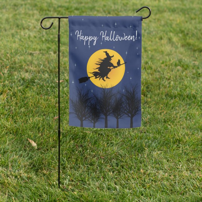 Spooky Witch Halloween Garden Flag (In SItu)