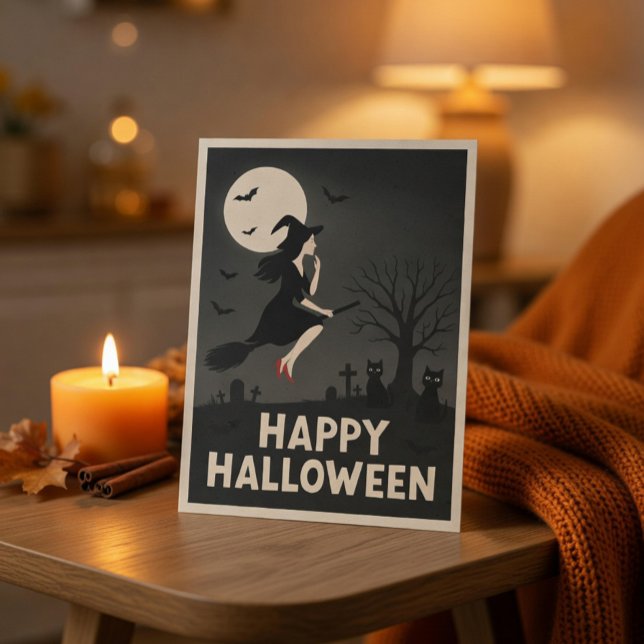 Spooky Witch Halloween Greeting Postcard (Creator Uploaded)