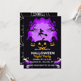 Spooky Witch Halloween Night Party Invitation
