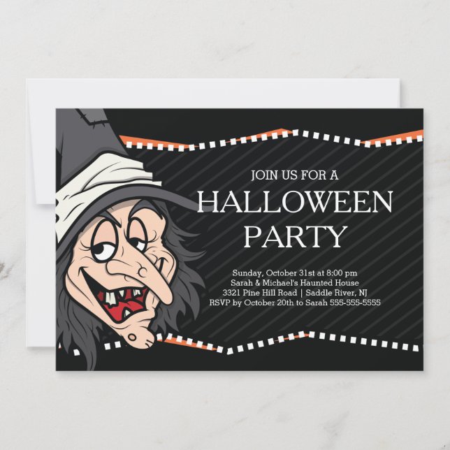 Spooky Witch Halloween Party Invitation (Front)