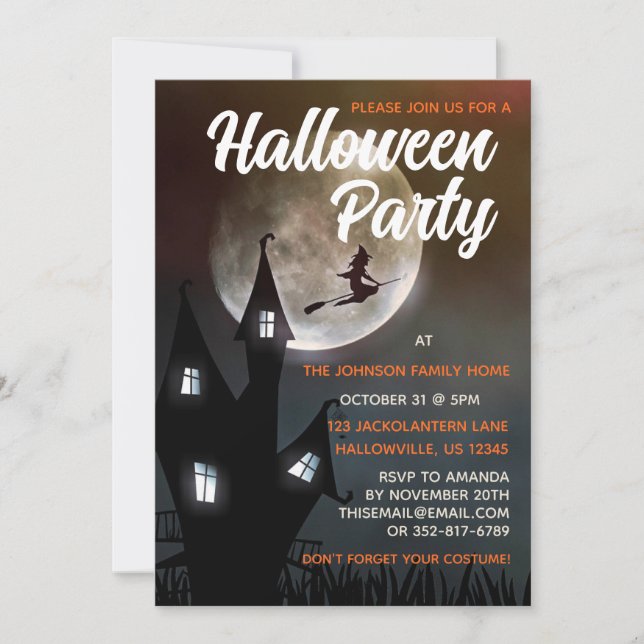 Spooky Witch Halloween Party  Invitation (Front)