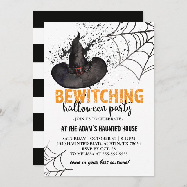 Spooky Witch Halloween Party Invitation (Front/Back)