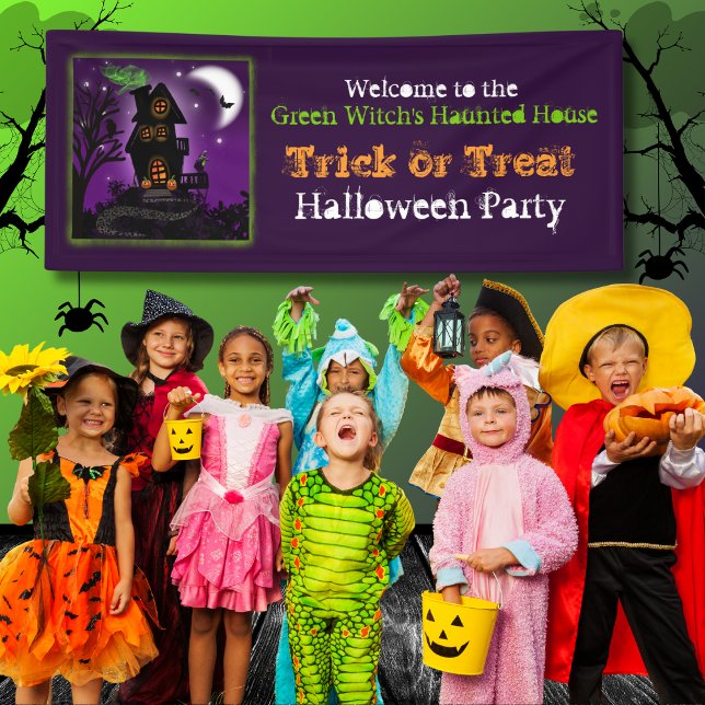 Spooky Witch Haunted House Trick or Treat Welcome Banner (Creator Uploaded)