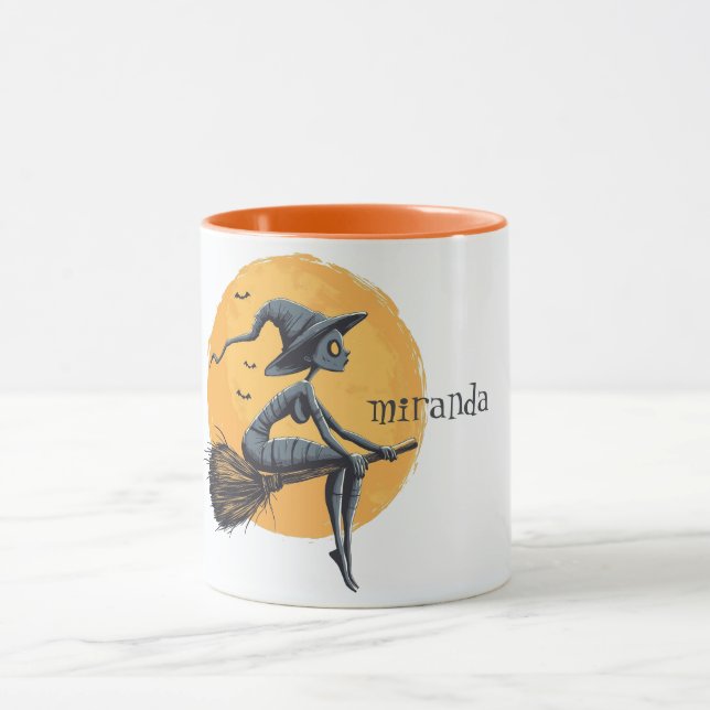 Spooky Witch on Broomstick Mug (Center)