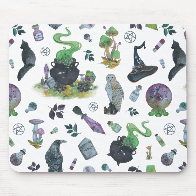 Spooky Witch Pattern Mouse Pad (Front)