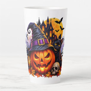 Spooky Witch Pumpkin Halloween Latte Mug