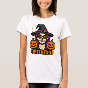 Spooky Witch Skull Face Goggles Halloween T-Shirt