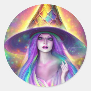 Spooky Witch The A Hat Classic Round Sticker