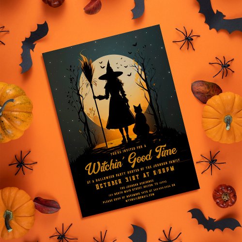 Spooky Witch Witchin Good Time Halloween Party Invitation